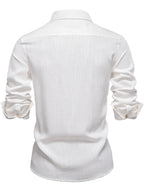 Men's Collared Button-Down Shirt – Viscose Linen Blend Clean Minimal Top
