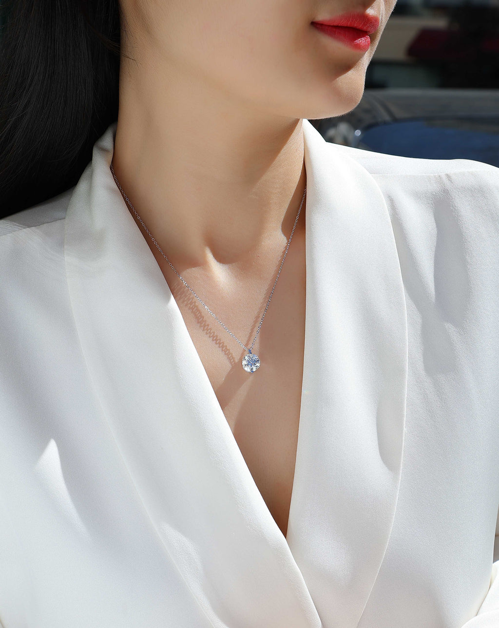 Moissanite Pendant Necklace – 925 Sterling Silver & Platinum Plated | 0.5–5 Carat
