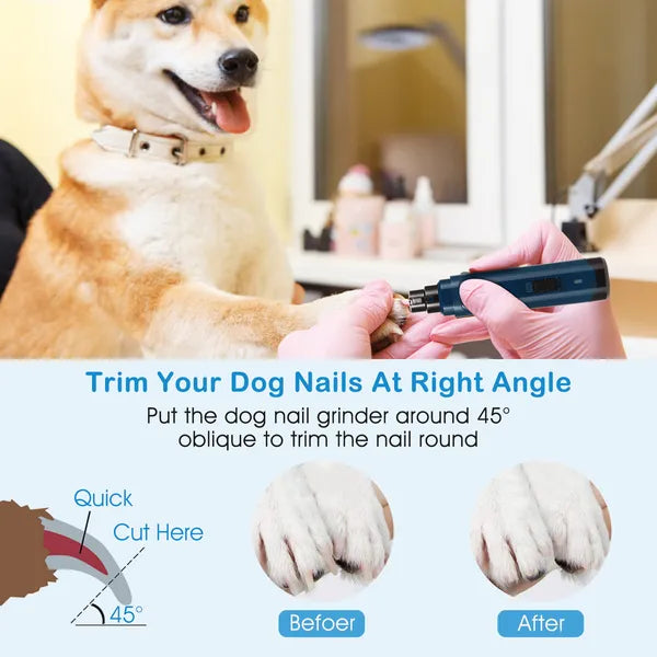 Quiet Dog Nail Grinder – USB Rechargeable, 2-Speed