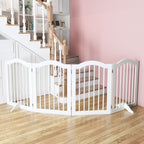 Freestanding Pet Gate for Dogs | 4-Panel Wooden Safety Fence | 27.6" Tall x 80" Wide