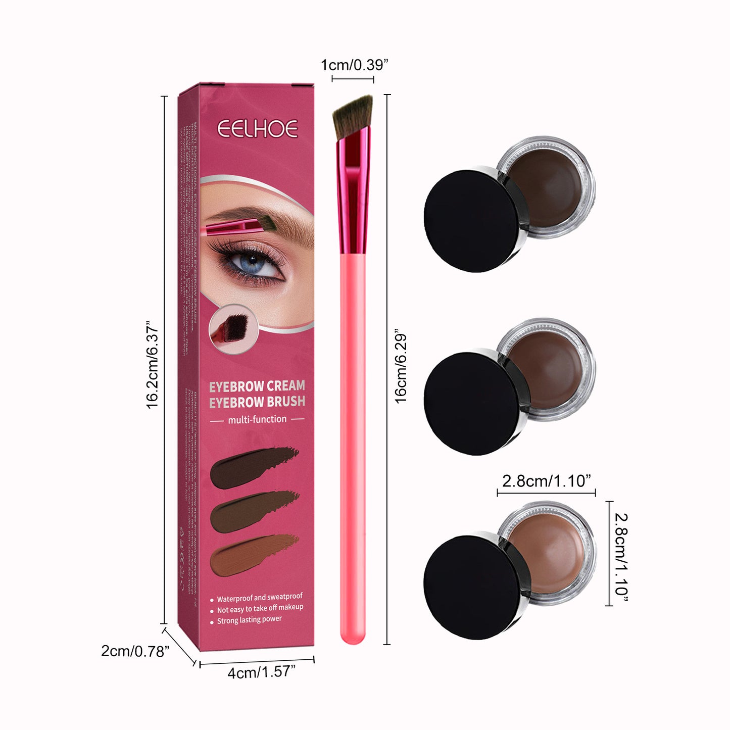 Professional Eyebrow Makeup Brush Set – 3-Piece Precision Brow Shaping & Filling Kit