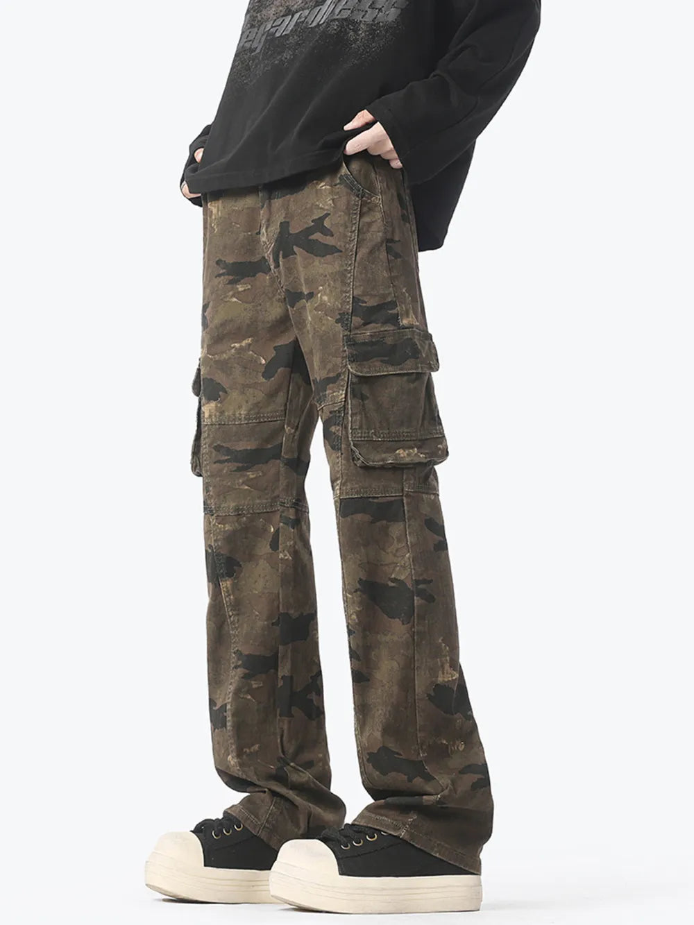 Men's Camouflage Cargo Jeans – 100% Cotton, Slight Stretch & Multi-Pocket