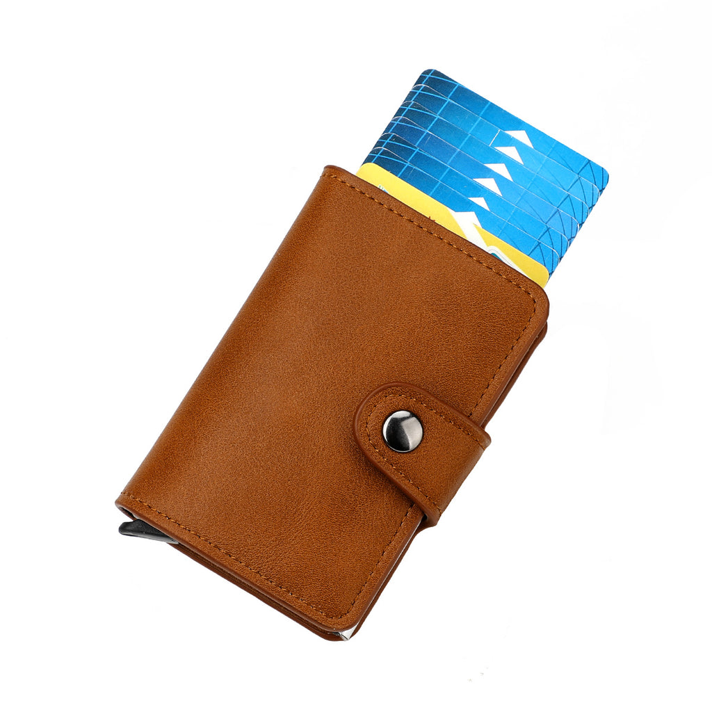 Men's RFID Blocking Leather Wallet with Snap Closure - Slim Bifold Card Holder