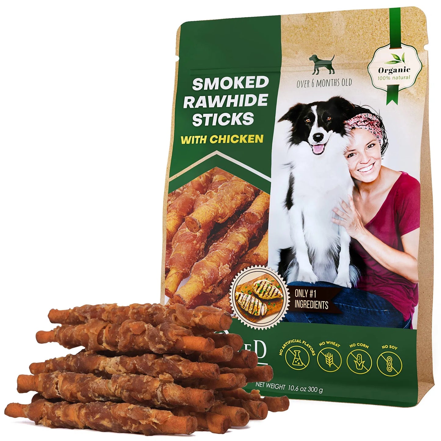 Premium Chicken-Wrapped Rawhide Sticks for Dogs – Natural Dental Chews