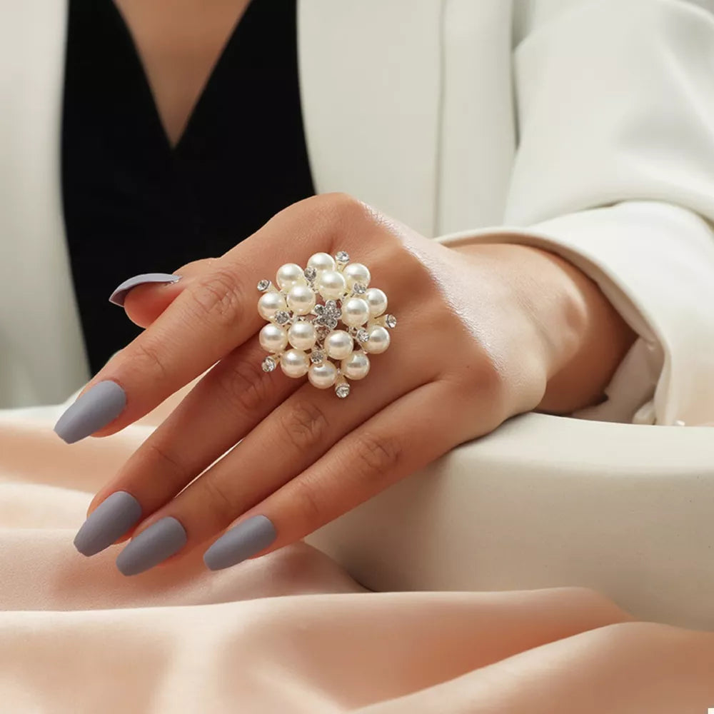 Pearl Cluster Ring | 18K Gold-Plated Statement Ring