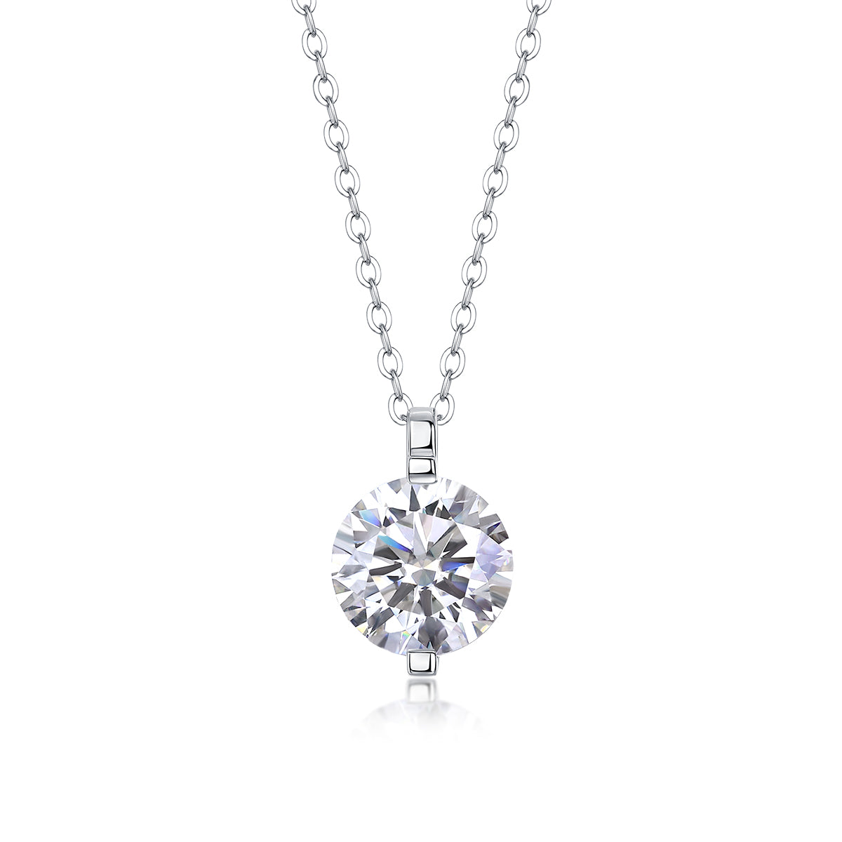 Moissanite Pendant Necklace – 925 Sterling Silver & Platinum Plated | 0.5–5 Carat