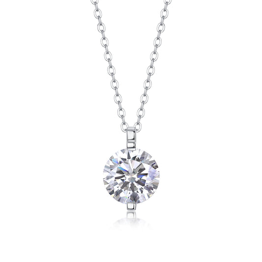 Moissanite Pendant Necklace – 925 Sterling Silver & Platinum Plated | 0.5–5 Carat