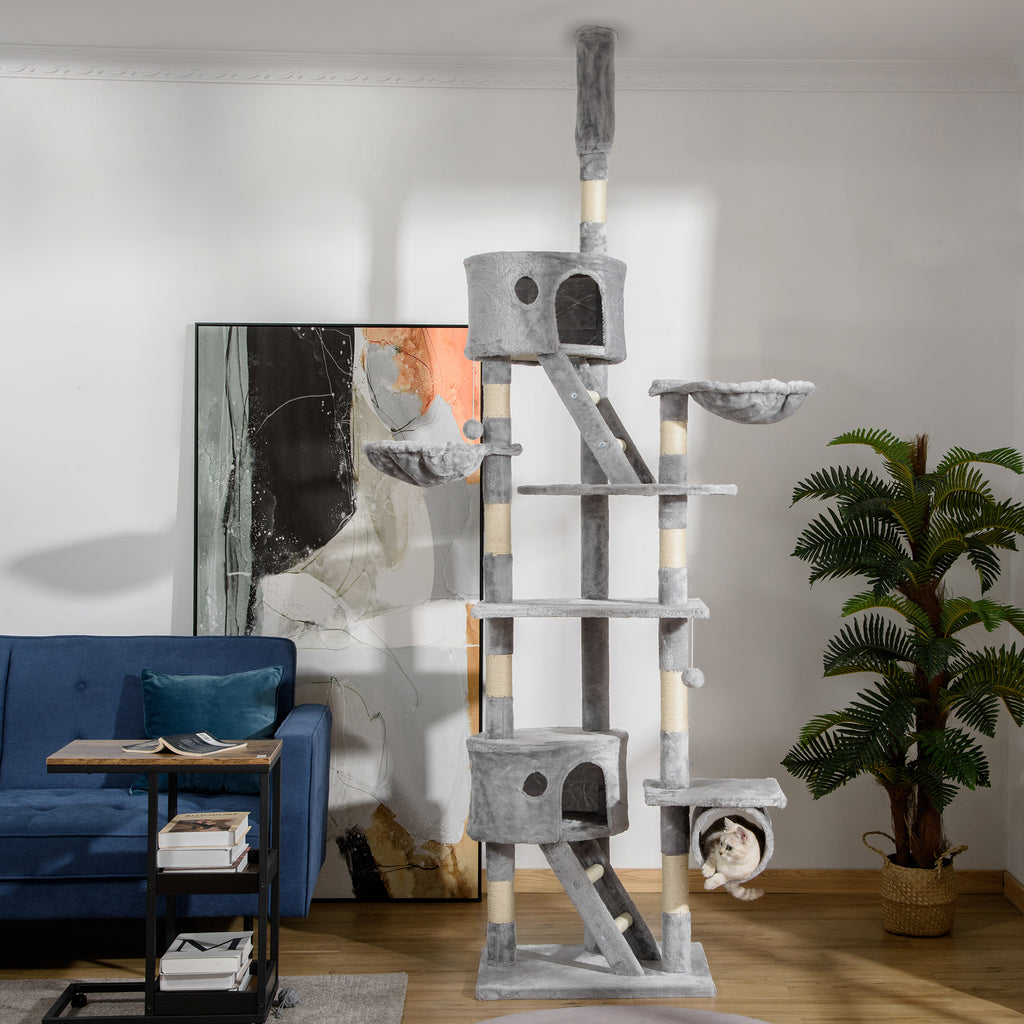 Adjustable Cat Tree Tower 94.5" – Multi-Level Climbing & Scratching Post with Hammock