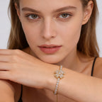 Sterling Silver Infinity Heart Bracelet for Women | Adjustable White Gold Plated CZ