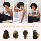 Satin Sleep Bonnet for Natural Hair – Adjustable Silk Hair Cap for All Hair Types (1A–4C)