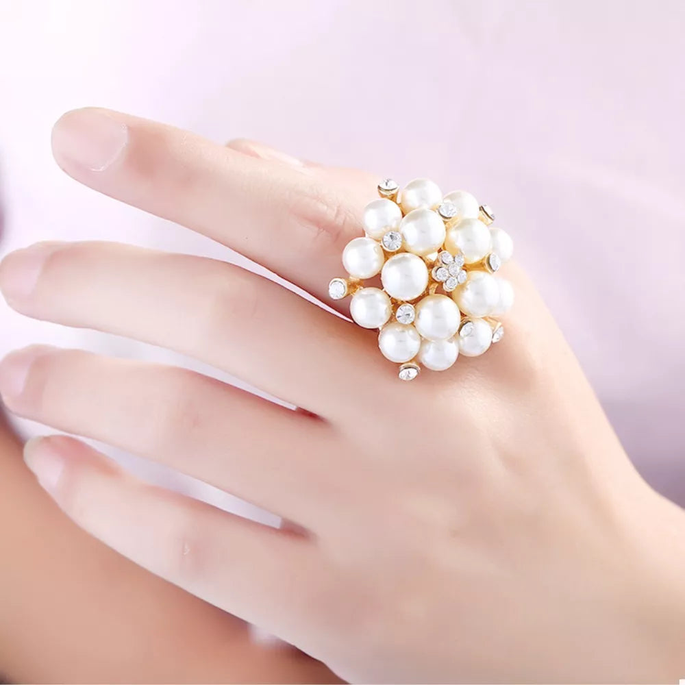 Pearl Cluster Ring | 18K Gold-Plated Statement Ring
