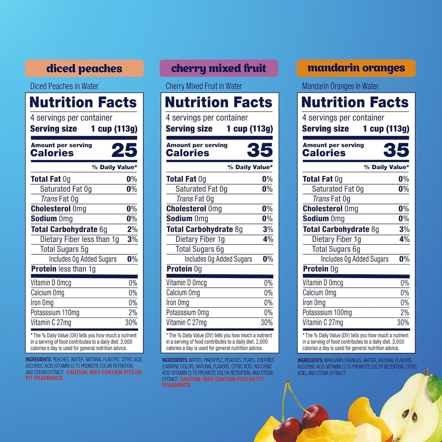 Dole Fruit Bowls No Sugar Added Variety Pack | 4 oz Cups, 12 Pack