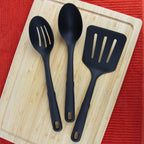 Mainstays 3-Piece Kitchen Utensil Set | Nylon Slotted Spatula, Slotted Spoon & Solid Spoon | Heat Resistant to 450°F