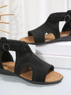 Cutout Open Toe Flat Sandals