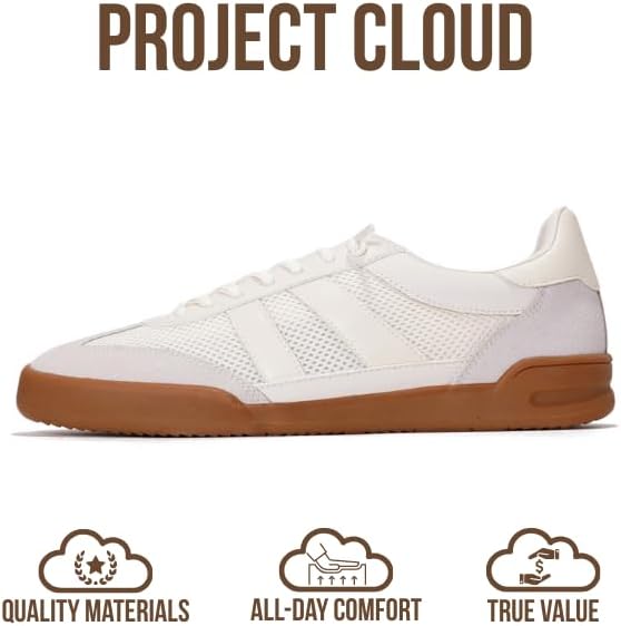 Project Cloud Men's Genuine Leather Sneakers – Memory Foam, Non-Slip TPE Sole