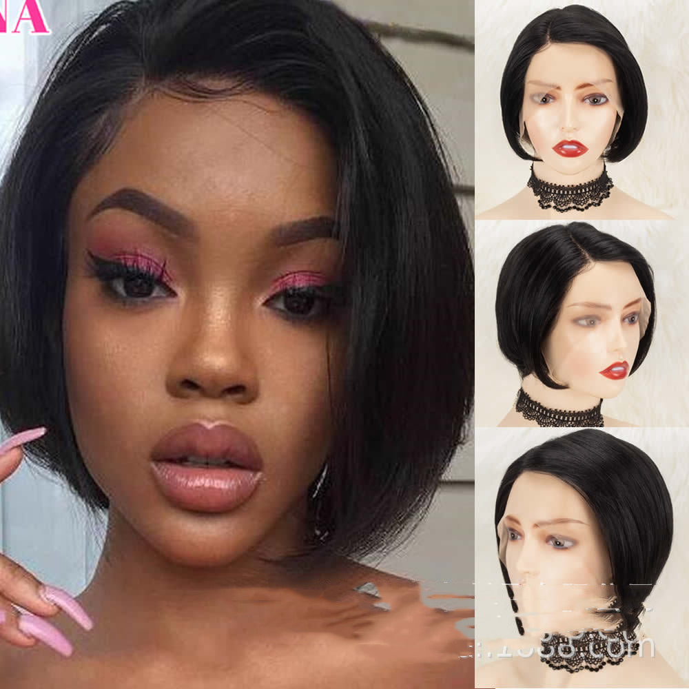 100% Human Hair Pixie Cut Lace Front Wig - Short Curly