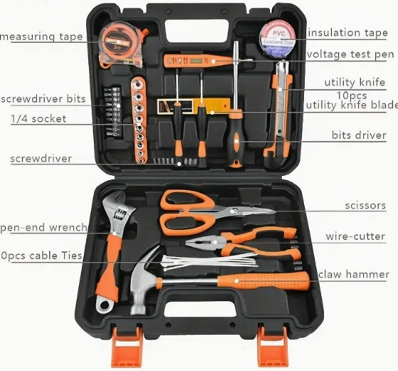 Professional 59-Piece Tool Set - Complete Home Repair Kit with Storage Case