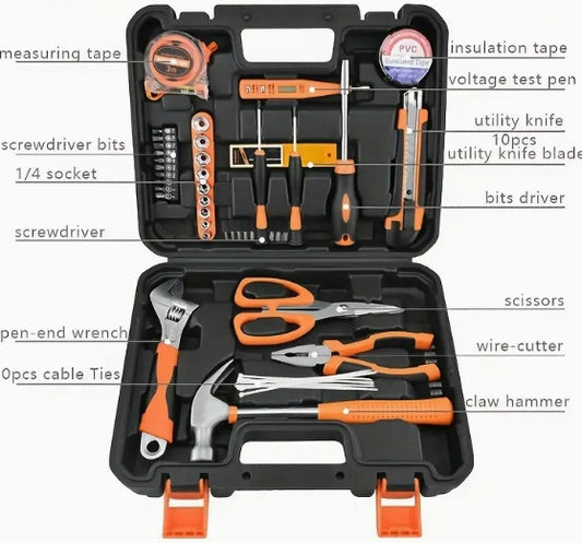 Professional 59-Piece Tool Set - Complete Home Repair Kit with Storage Case