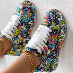 Women's Printed Lace-Up Platform Sneakers | Thick Cushioned Sole, US 6–9.5