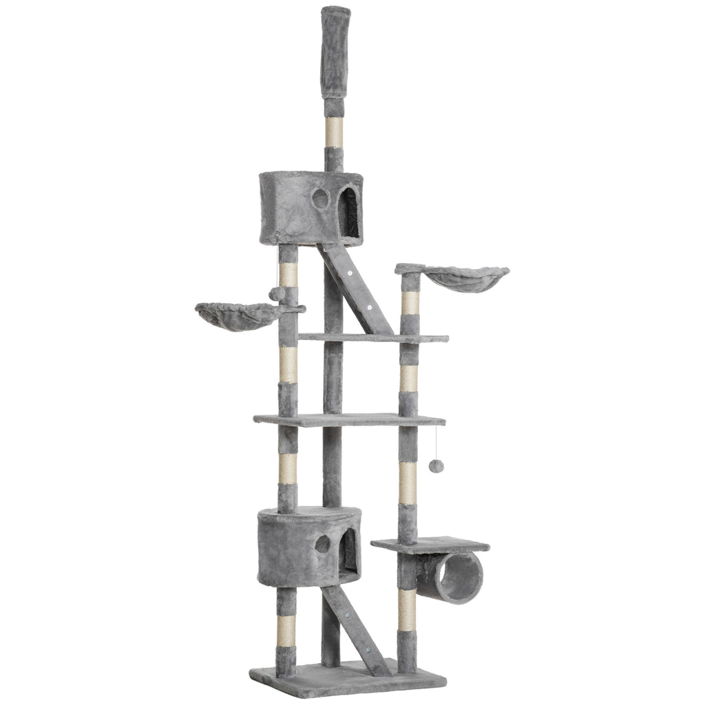 Adjustable Cat Tree Tower 94.5" – Multi-Level Climbing & Scratching Post with Hammock