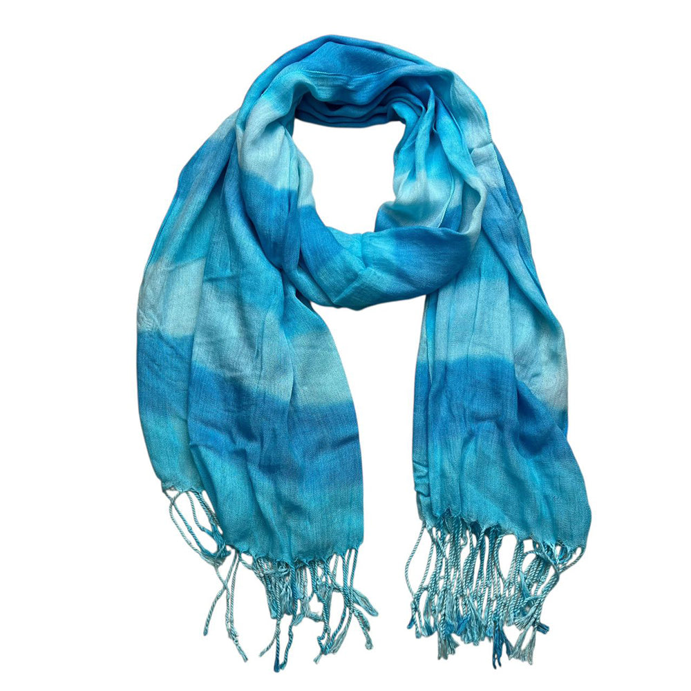 Turquoise Watercolor Scarf for Women & Men - Lightweight 67x24 Inch Wrap