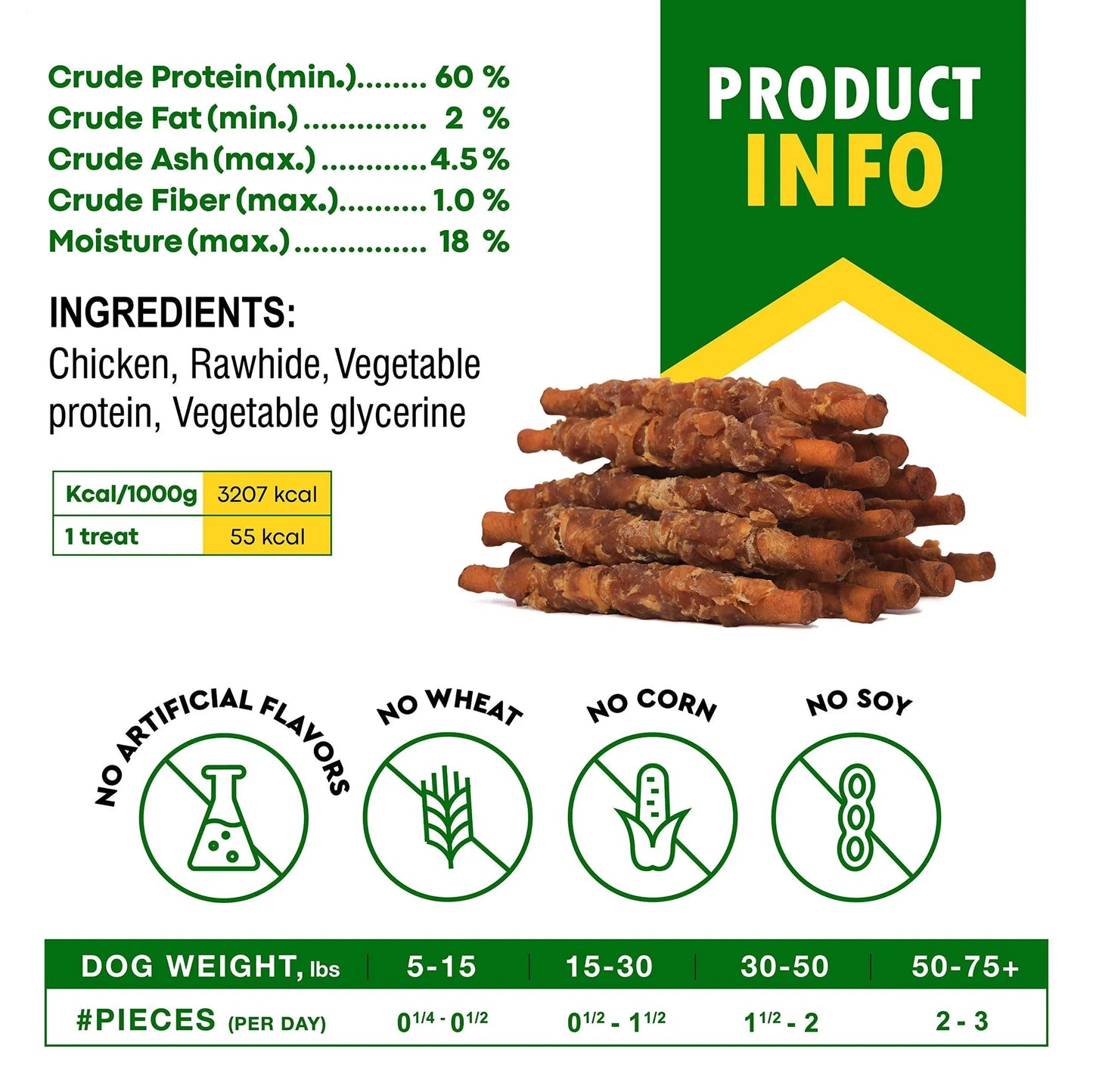 Premium Chicken-Wrapped Rawhide Sticks for Dogs – Natural Dental Chews