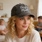Boy Mom Baseball Cap | Embroidered Cotton Hat for Women – Adjustable & Washable