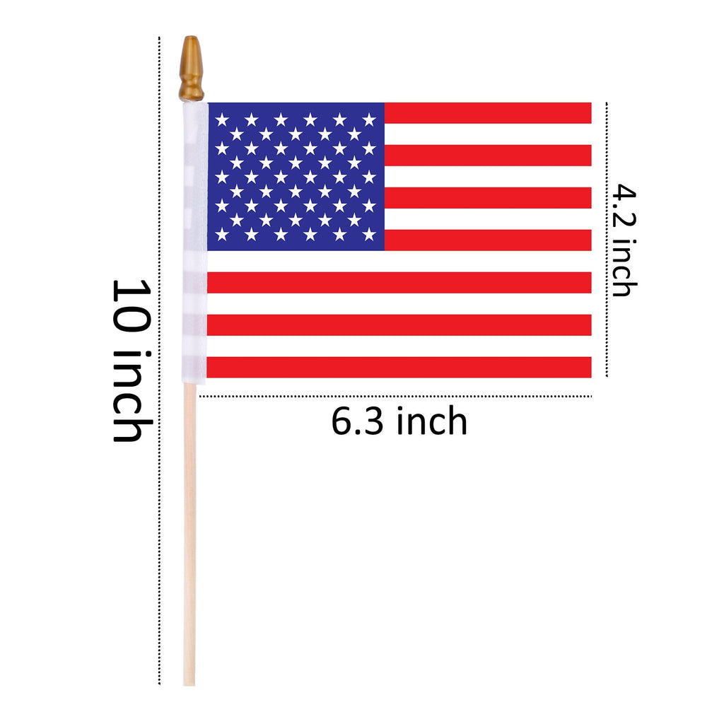 Mini American Flags on Stick - 65 Pack Hand Held USA Flags for July 4th, Memorial Day & Veterans Day