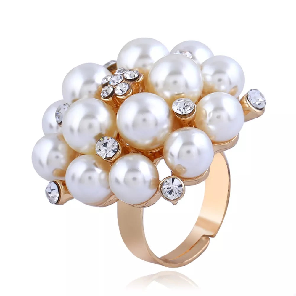 Pearl Cluster Ring | 18K Gold-Plated Statement Ring