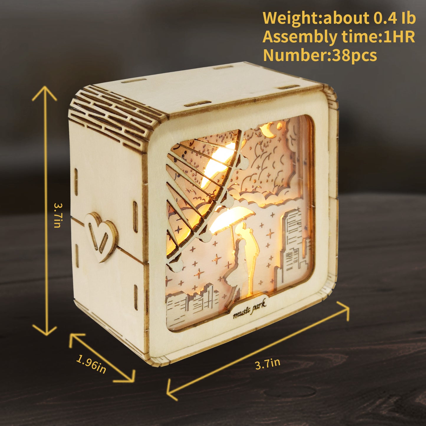3D Wooden Love Puzzle Night Light – Romantic DIY Model Kit | Ambient Desk Lamp Gift for Women