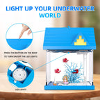 FREESEA 2-Gallon Aquarium Starter Kit with LED Light & Filter - Perfect Desktop Fish Tank for Betta, Goldfish & Shrimp