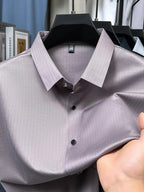 Men's Short Sleeve Stretch Button-Up Shirt – Soft Cotton Blend Casual Top
