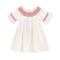 Baby Girl Valentine's Day Dress | White Lace & Red Heart Embroidery