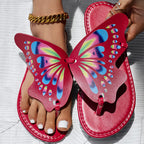 Women's Butterfly Print Flip Flops - Lightweight Summer Beach Sandals