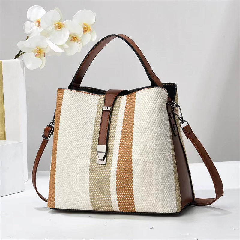 Women's PU Leather Crossbody Bucket Bag - Large Capacity Shoulder Handbag with Zipper