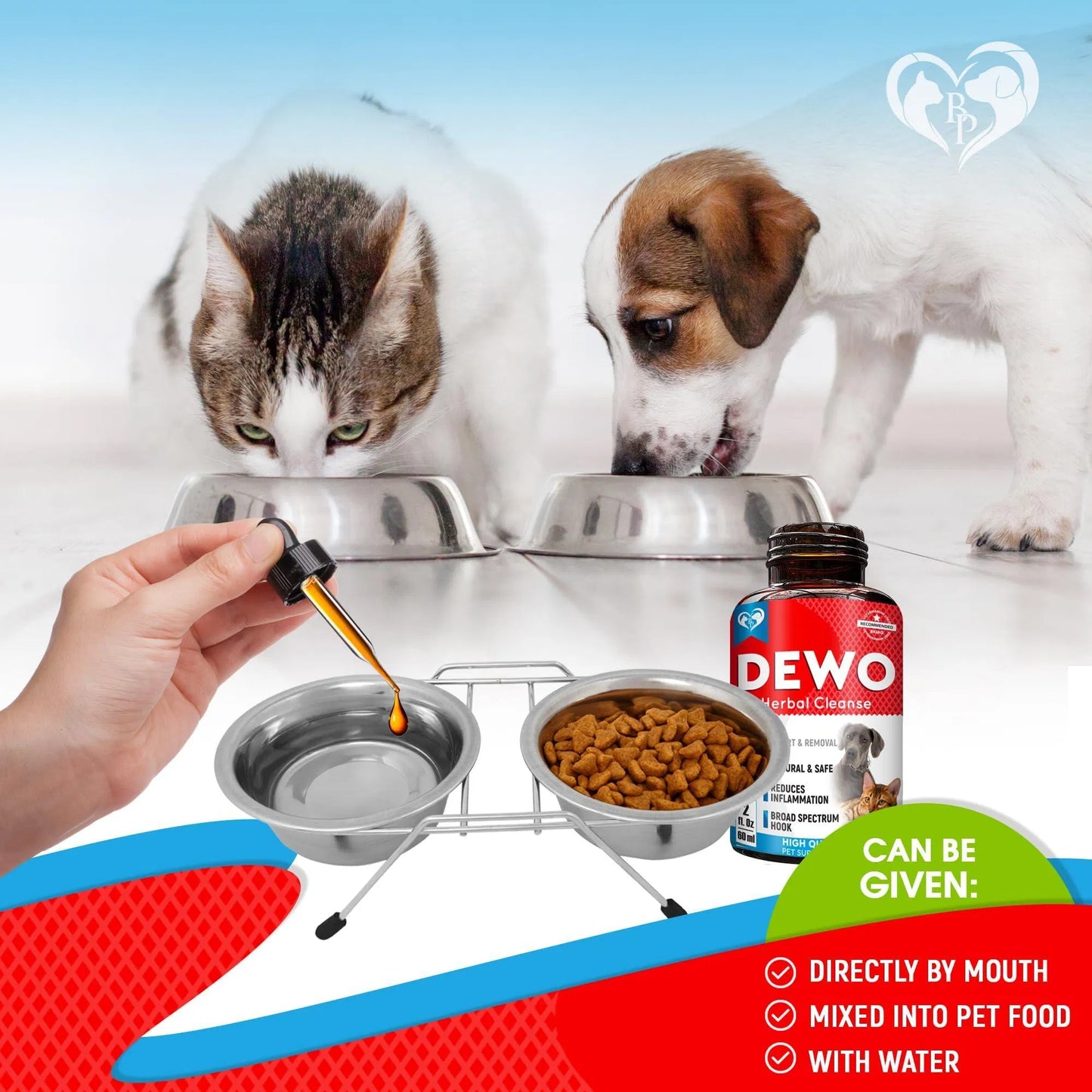 Natural Dewormer for Cats & Dogs - Herbal Liquid Drops for Tapeworm, Roundworm & Hookworm Prevention