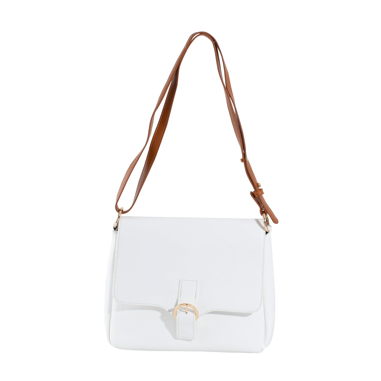 White Crossbody Bag for Women - Lightweight Vegan Leather Purse with Adjustable Strap