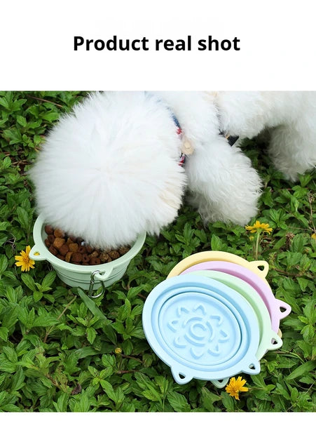 Collapsible Pet Travel Bowl – 3-in-1 Slow Feeder with Suction Cups & Carabiner Hook