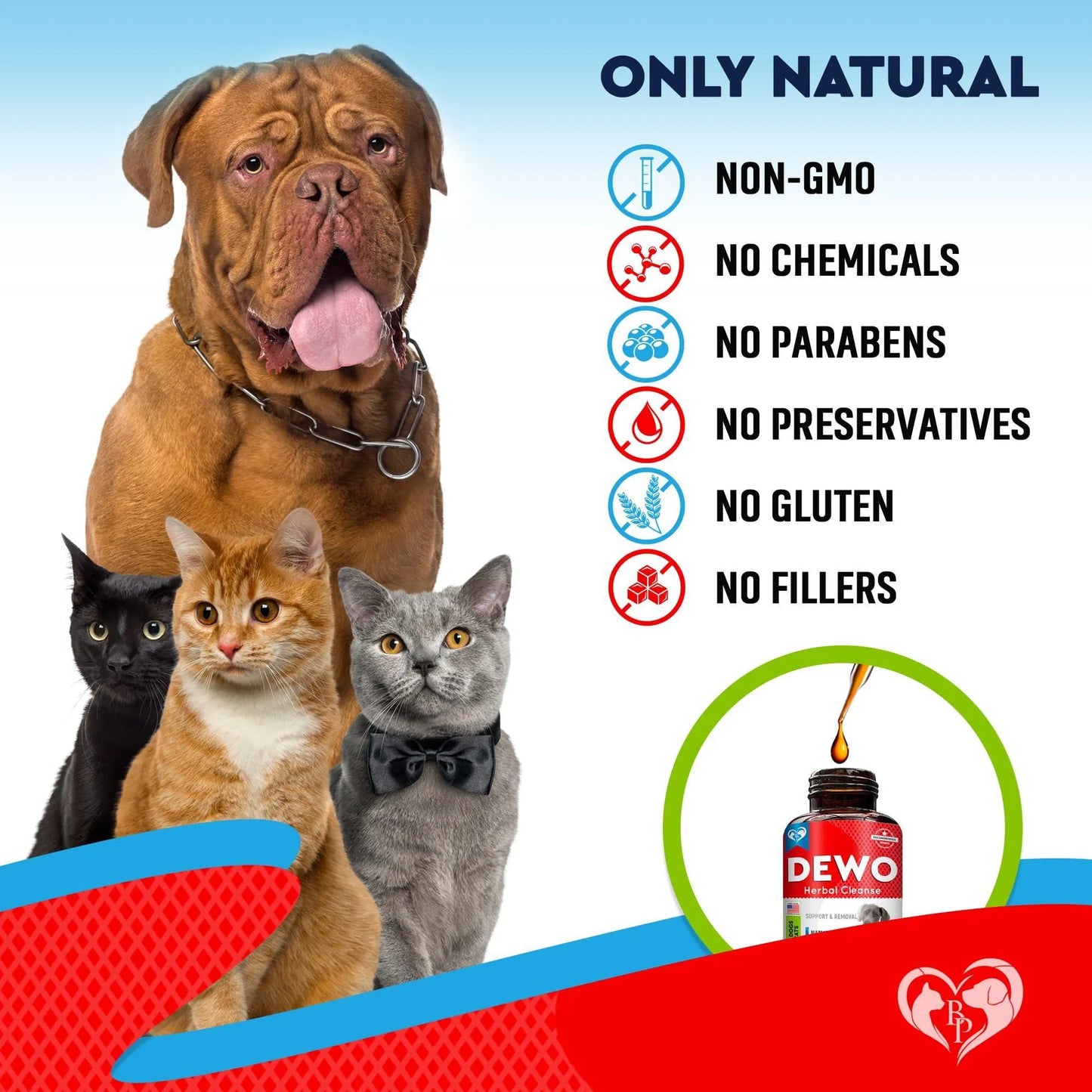 Natural Dewormer for Cats & Dogs - Herbal Liquid Drops for Tapeworm, Roundworm & Hookworm Prevention