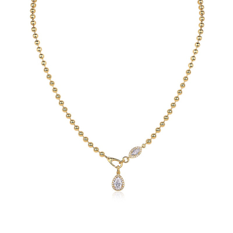 Pear-Shaped Moissanite Pendant Necklace - 925 Sterling Silver with Gold Plating