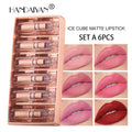 Ice Cube Matte Lipstick Set – 6 Long-Lasting Waterproof Shades | Vitamin E & Plant Oils