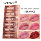 Ice Cube Matte Lipstick Set – 6 Long-Lasting Waterproof Shades | Vitamin E & Plant Oils