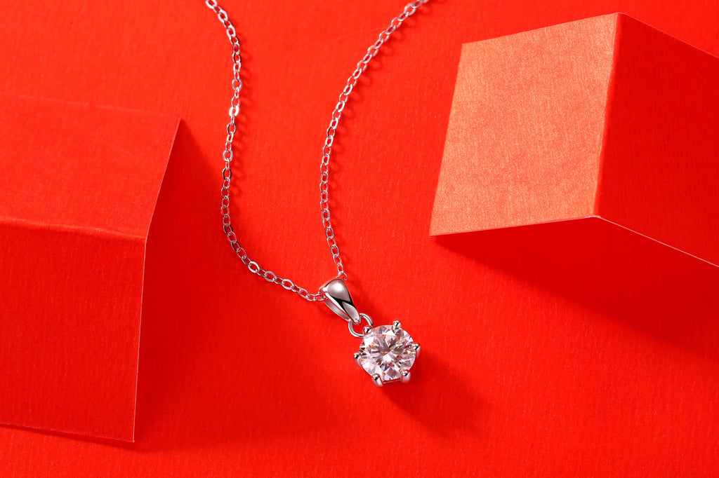 Moissanite Pendant Necklace | 1ct 2ct 3ct | S925 Sterling Silver & Platinum Plated