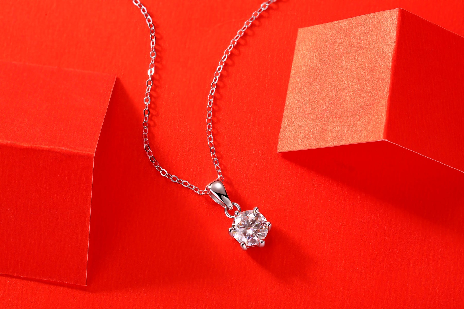 Moissanite Pendant Necklace | 1ct 2ct 3ct | S925 Sterling Silver & Platinum Plated