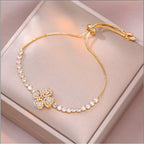 Sterling Silver Infinity Heart Bracelet for Women | Adjustable White Gold Plated CZ