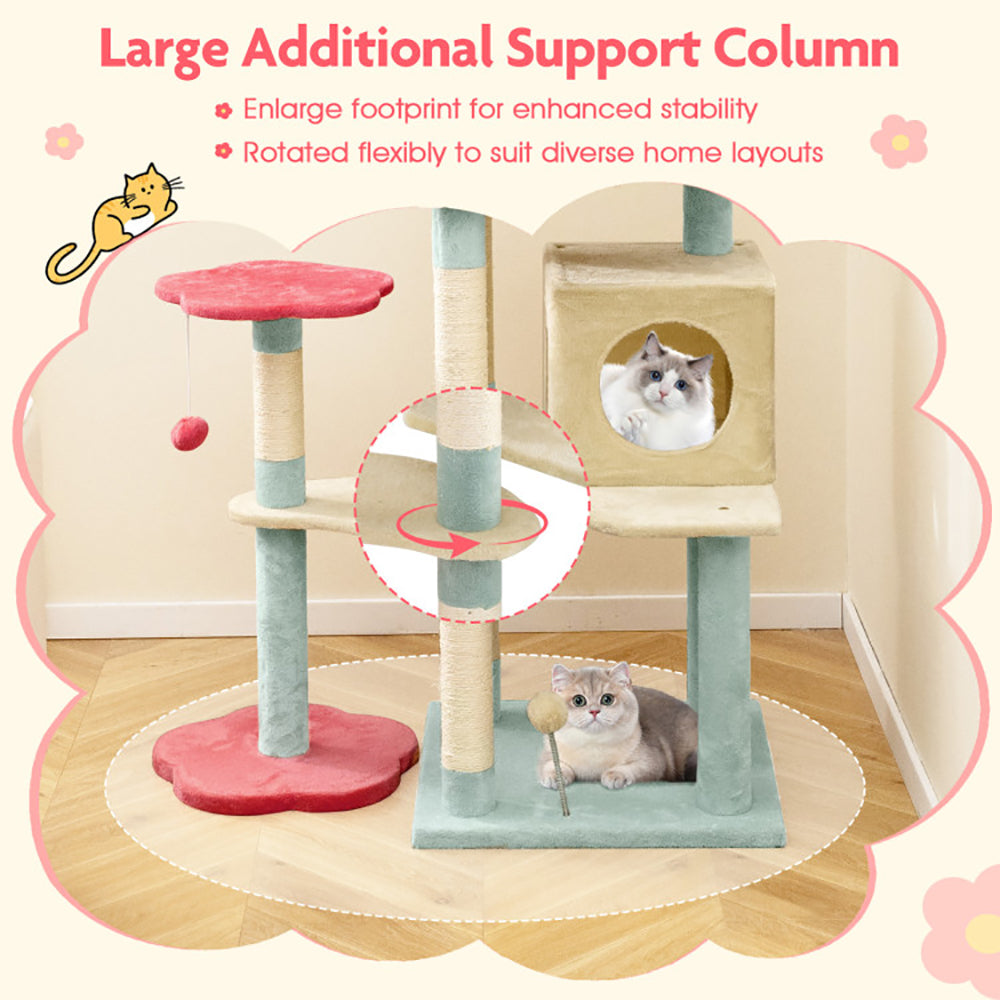 61" Luxury Cat Tree Tower | Multi-Level Flower Design, Plush Perches & Sisal Scratching Posts