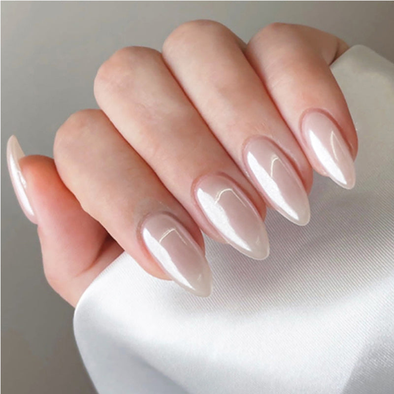 Aurora White Press-On Nails | 24-Piece Long Square Fake Nail Set
