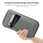 Travel Passport Holder Wallet - RFID Blocking Organizer with 12 Card Slots for Documents, Tickets & Phone
