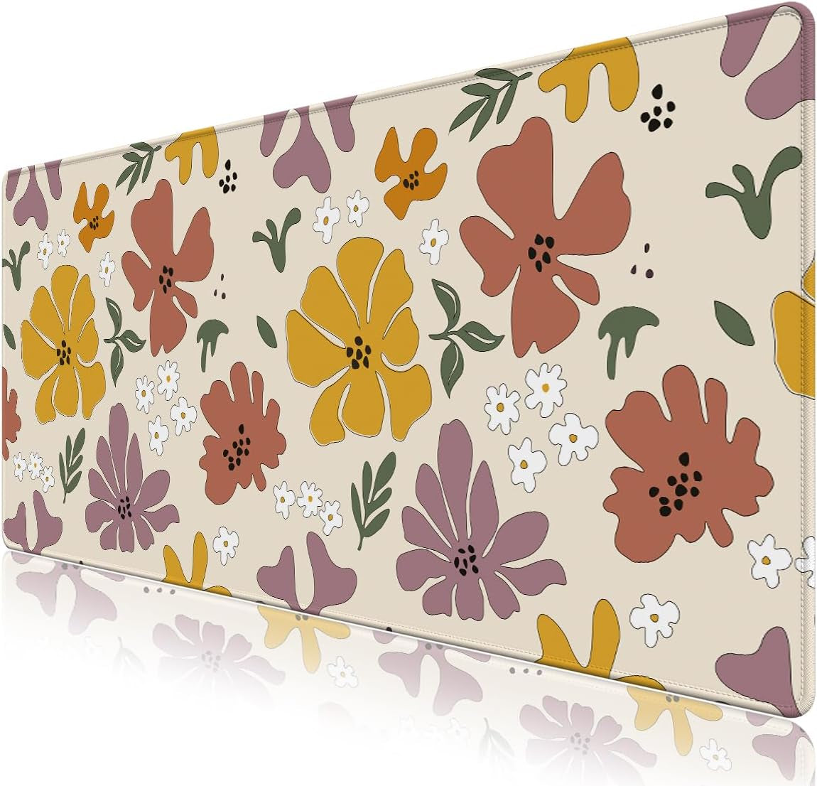 Extended Gaming Mouse Pad XXL  Large Keyboard Mat Long Mousepad Desk Decor Writing Pad Non Slip Rubber Base Stitched Edges for Work, Game, Office, Home, 35.1" X 15.7", Red Painting