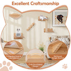 4-Piece Wall-Mounted Cat Tree with Hammock - Space-Saving Climbing Furniture for Indoor Cats